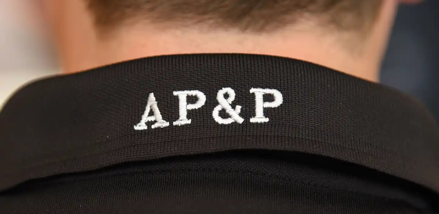 Man's short collar with AP&P embroidered